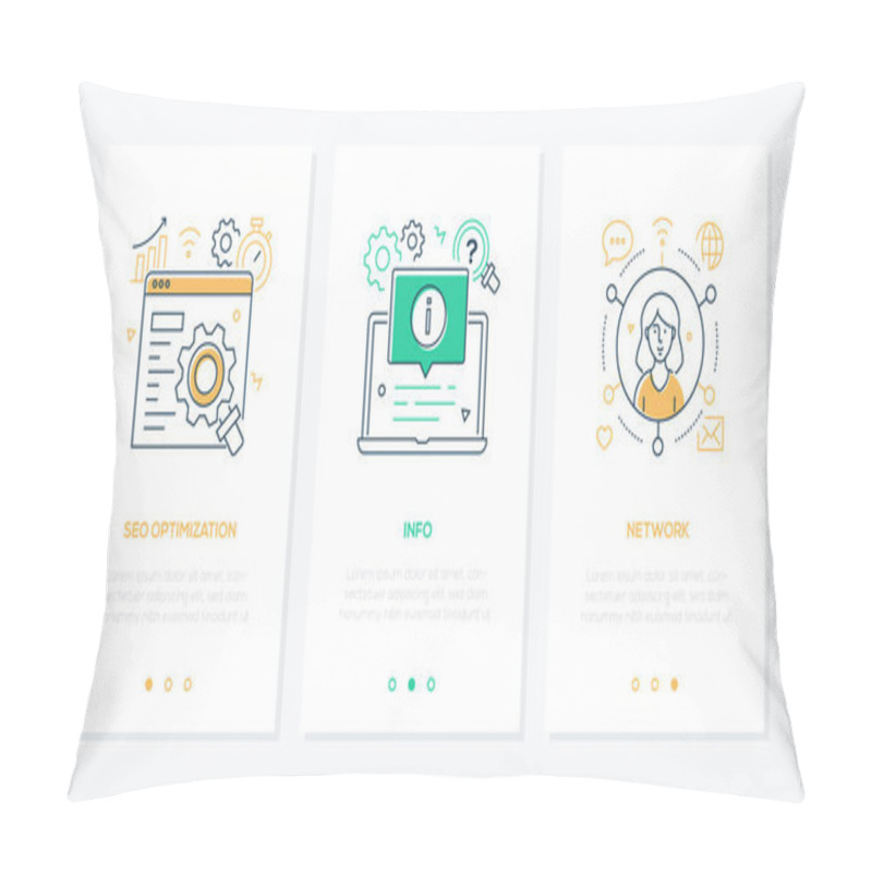 Personality  Business And Technology - Set Of Line Design Style Vertical Web Banners Pillow Covers