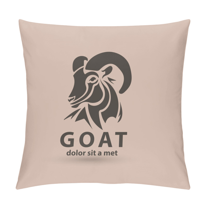 Personality  Stylized Silhouette Face Goat. Vector Wild Animal Logo Icon Template. Artistic Creative Design.  Pillow Covers