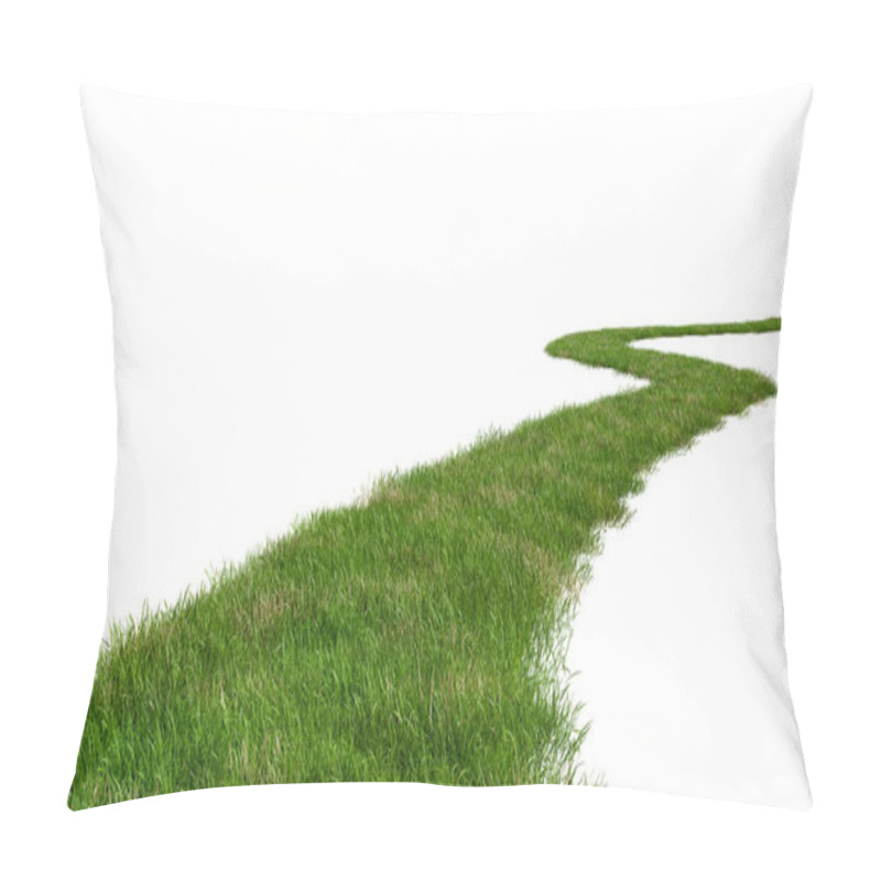 Personality  Path Way With Grass On White Background With Copy Space Isolated On White - 3D-Illustration Pillow Covers