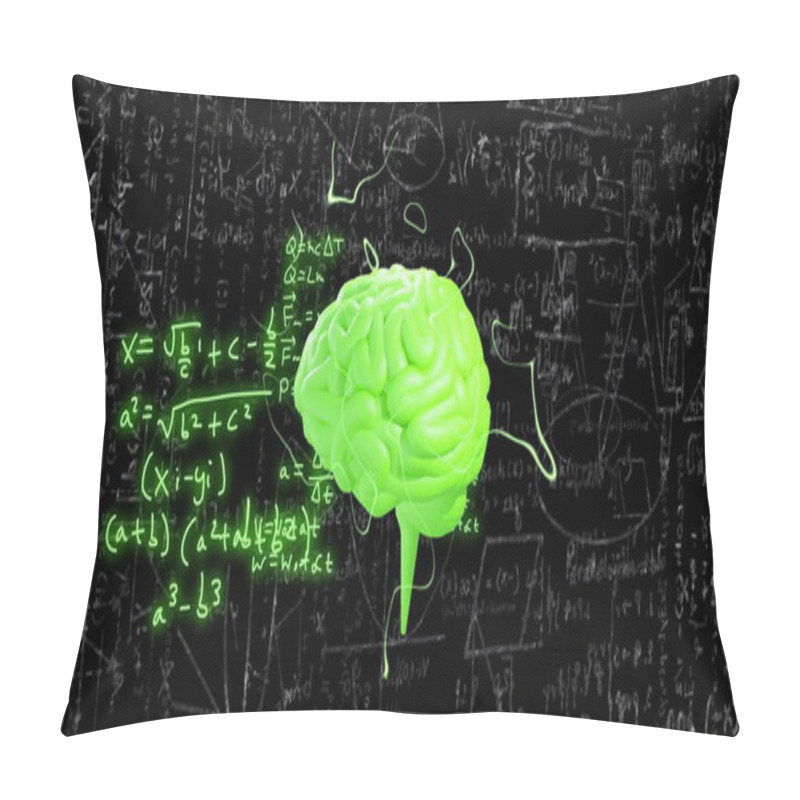 Personality  Image Of Human Brain And Mathematical Data Processing. Global Business, Connections, Computing And Data Processing Concept Digitally Generated Image. Pillow Covers