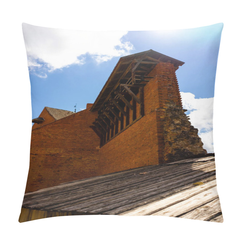 Personality  Low Angle View Of Building And Blue Cloudy Sky In Riga, Latvia Pillow Covers