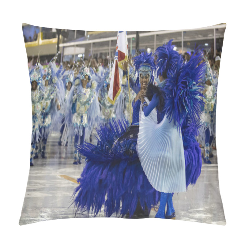 Personality  Rio, Brazil - February 21, 2020: 1st Master Of Ceremonies And Flag Bearer Couple Jefferson Gomes E Paulinha Penteado Of The Samba School Vigario Geral, During The First Day Of The Access Group Parade At The Carnival In Rio De Janeiro, Held At The Mar Pillow Covers