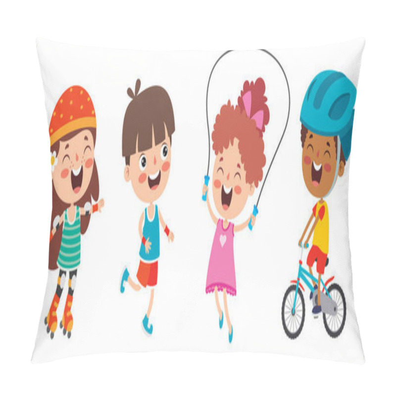 Personality  Happy Kids Making Various Sports Pillow Covers