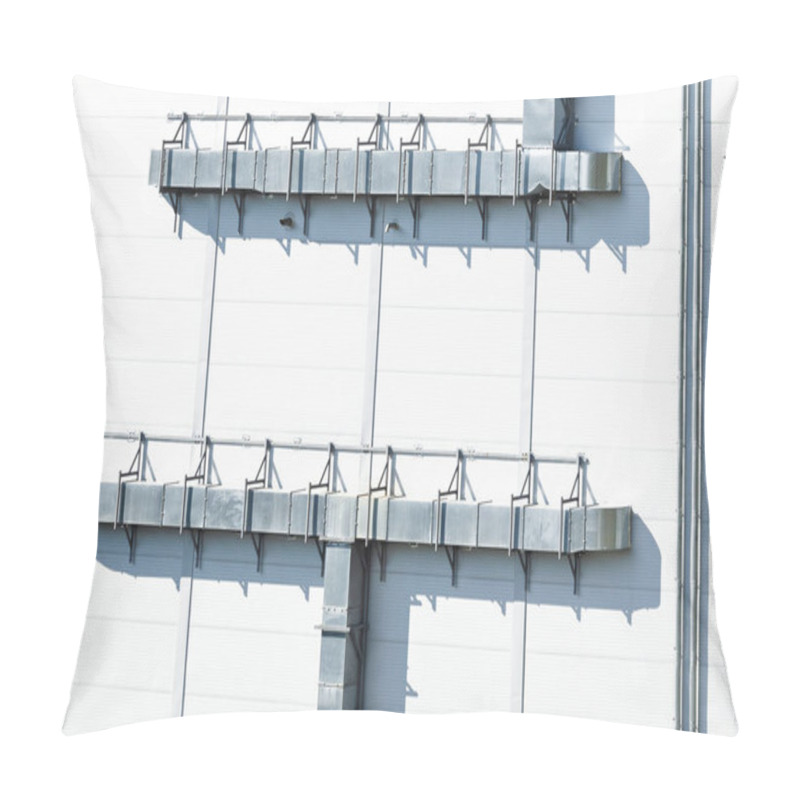 Personality  Factory Plant Modern Industrial Exterior Architecture Walls Side With Metallic Pipes External Construction Square Shapes Cabin Object Pillow Covers