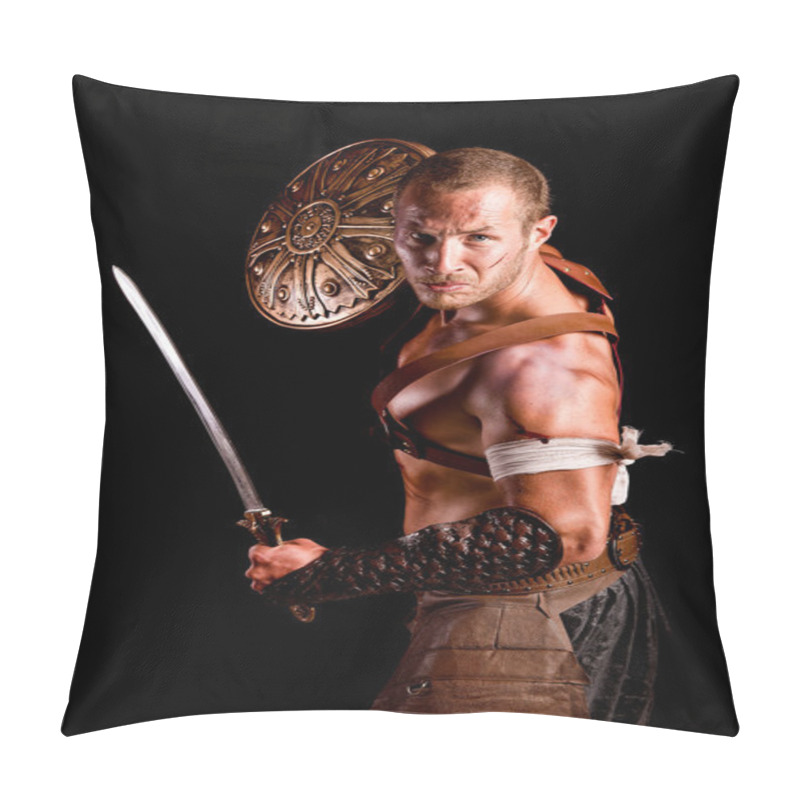 Personality  Gladiator Isolated In Dark Pillow Covers