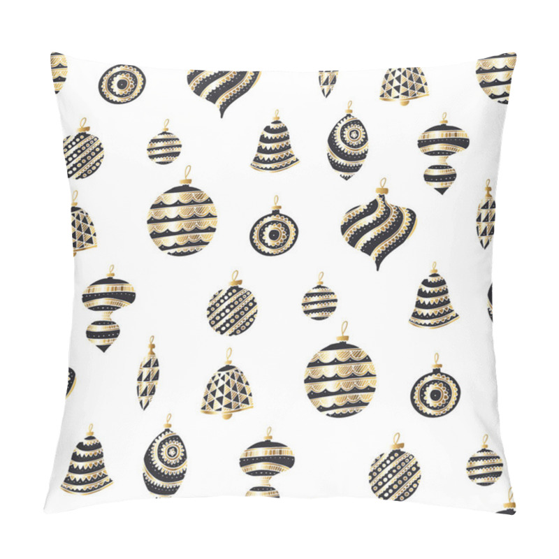 Personality  Gold And Black Xmas Balls Seamless Pattern Pillow Covers