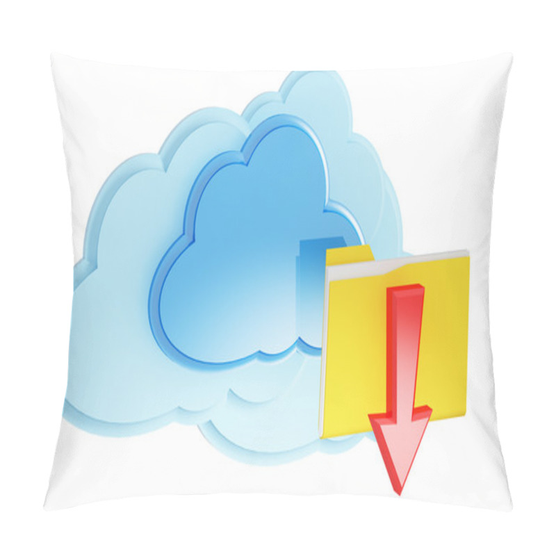 Personality  3d Cloud Computing Icon With Folder And Arrow On A White Backgro Pillow Covers