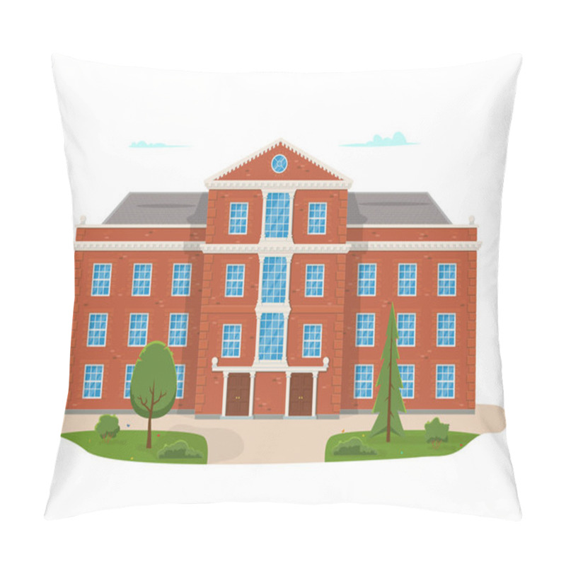 Personality  School Building With The Street. University Modern Concept Illustration Pillow Covers