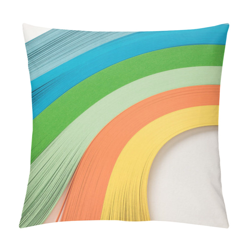 Personality  Close Up Of Wavy Rainbow Paper Lines On Grey Background Pillow Covers