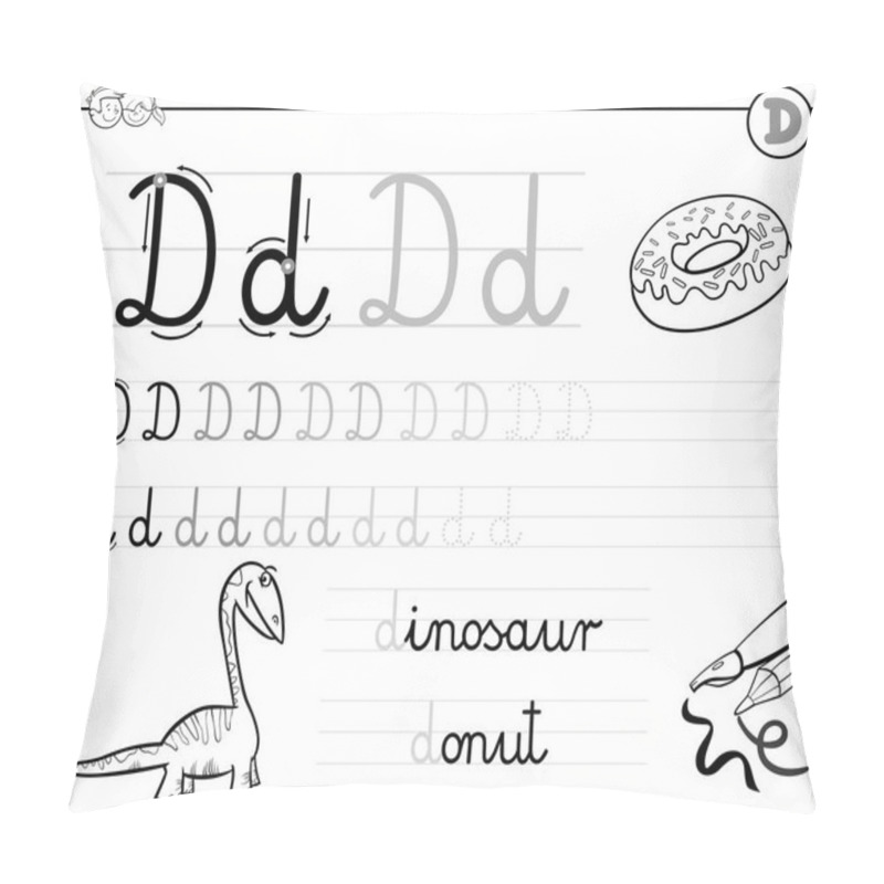 Personality  Learn To Write Letter D Workbook For Kids Pillow Covers