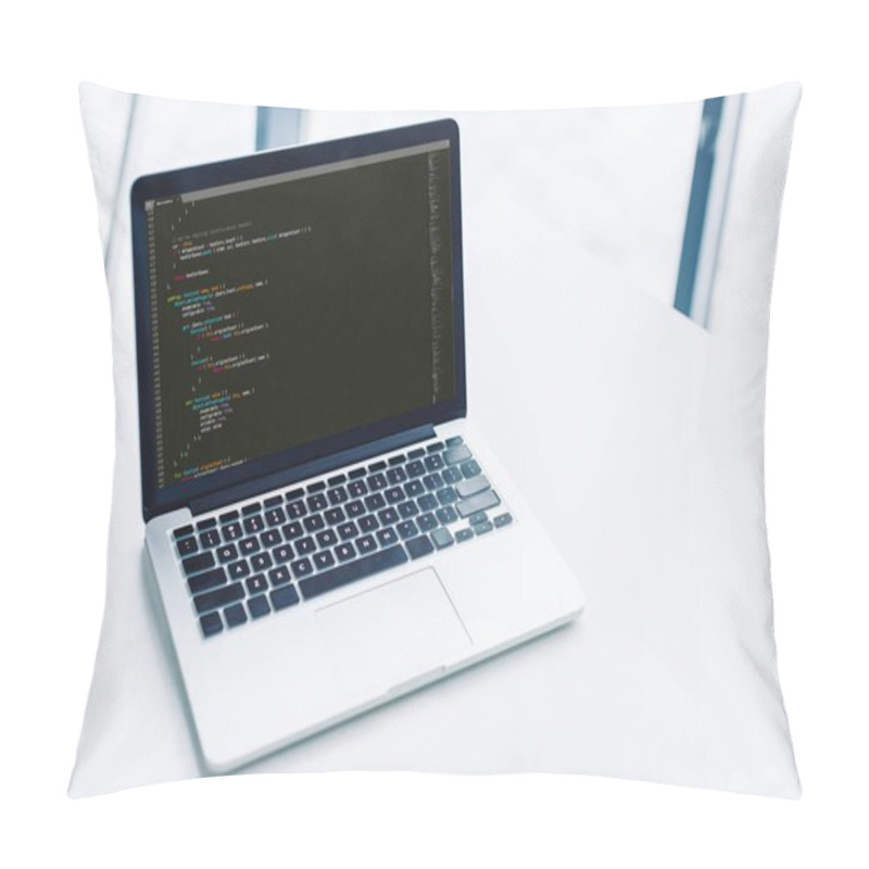 Personality  Laptop With Html Code Pillow Covers