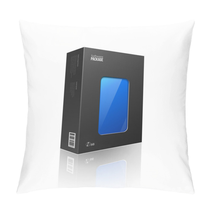 Personality  Black Modern Software Package Box With Blue Window For DVD Or CD Disk EPS10 Pillow Covers