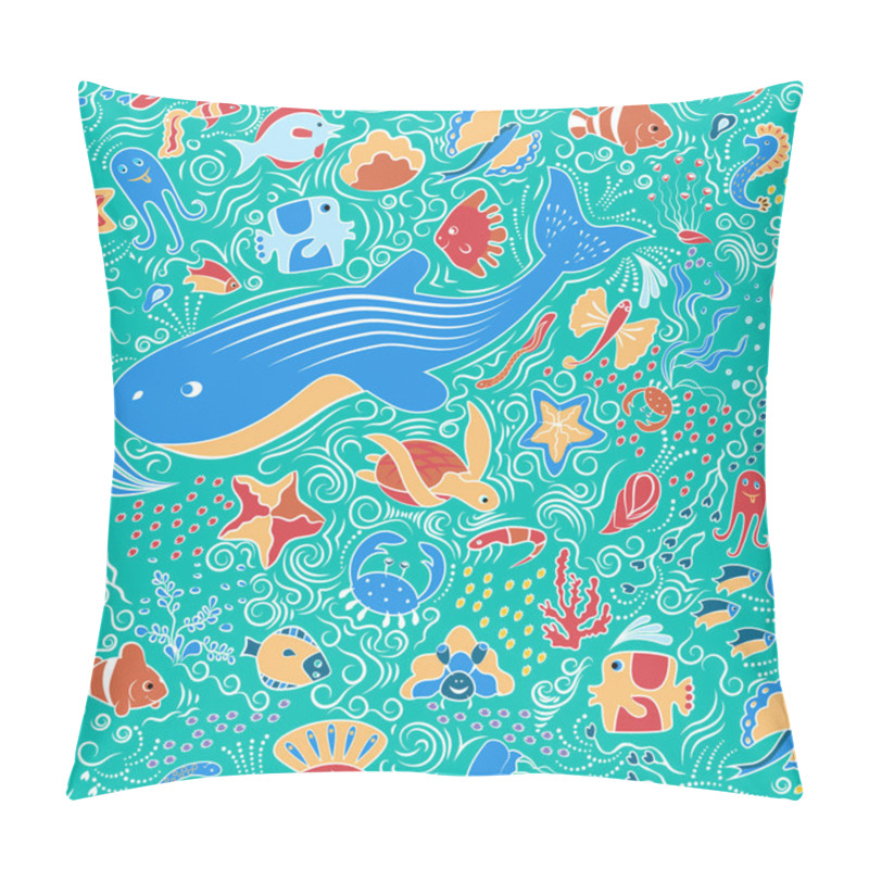 Personality  Seamless Ornamental Pattern With Fish Pillow Covers