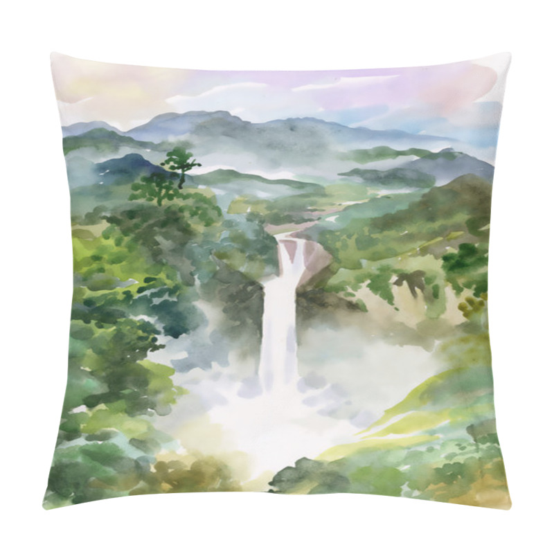 Personality  Waterfall And Mountains Pillow Covers