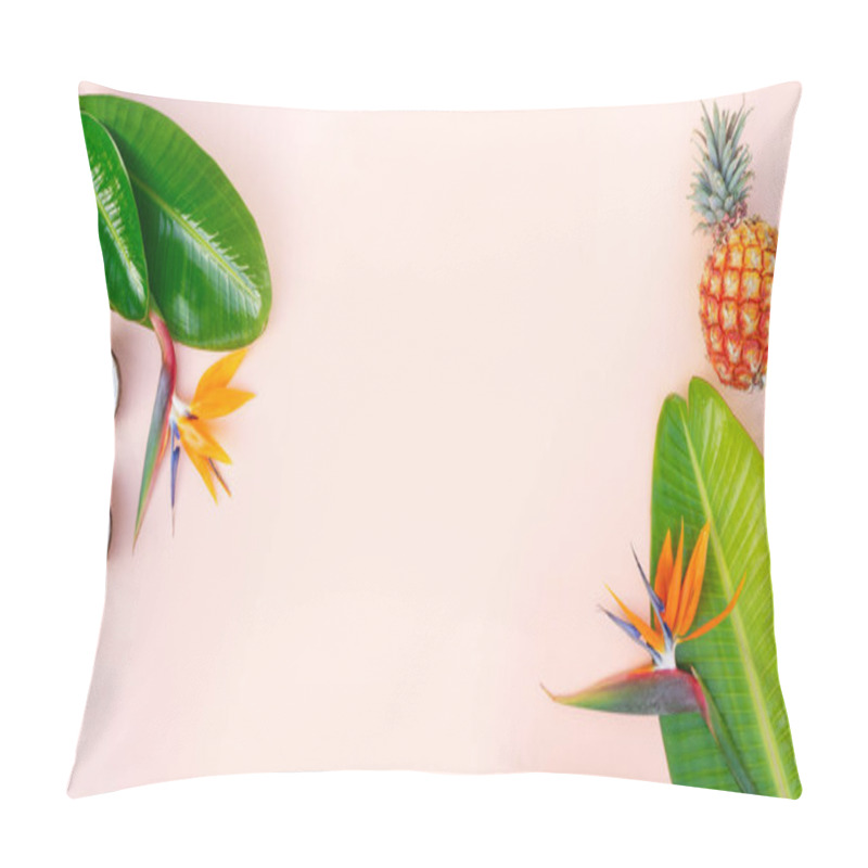 Personality  Summer Flat Lay Scenery With Strelizia Flowers Pillow Covers