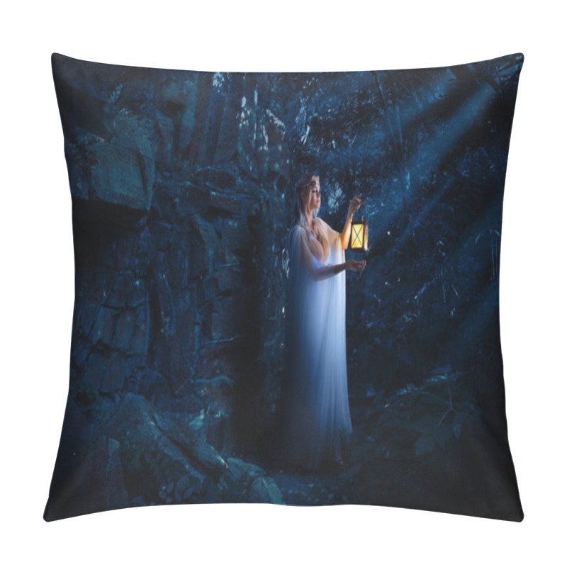 Personality  Young Elf Girl In Night Forest Pillow Covers