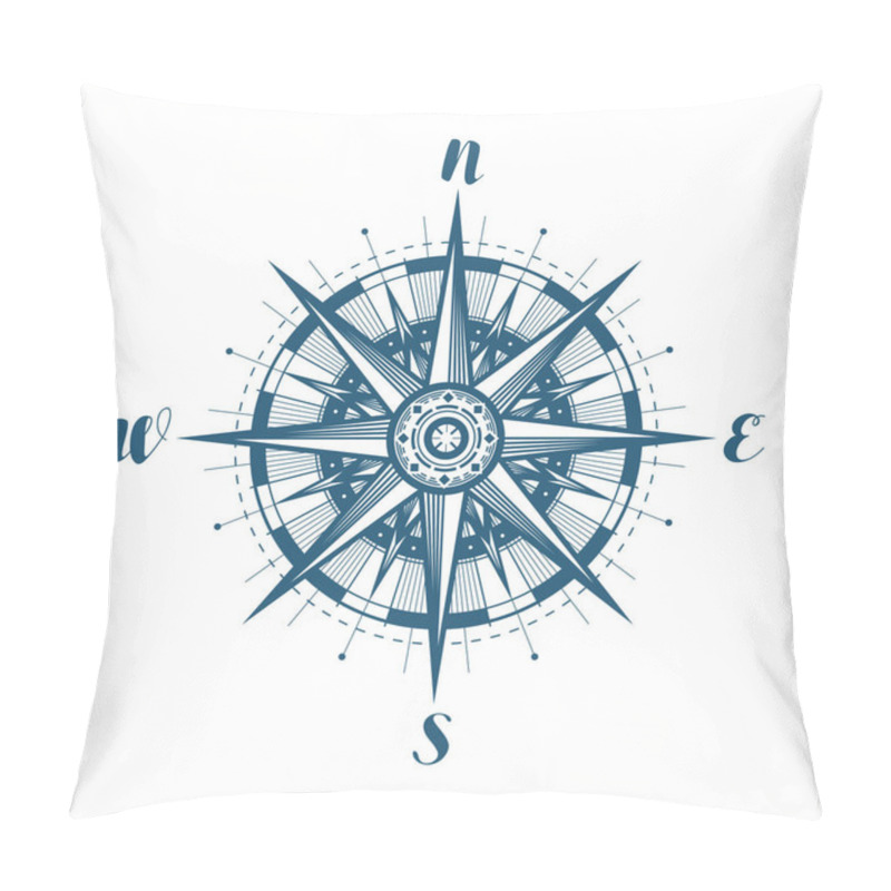 Personality  Compass Wind Rose, Sketch. Vector Illustration Isolated On White Background Pillow Covers