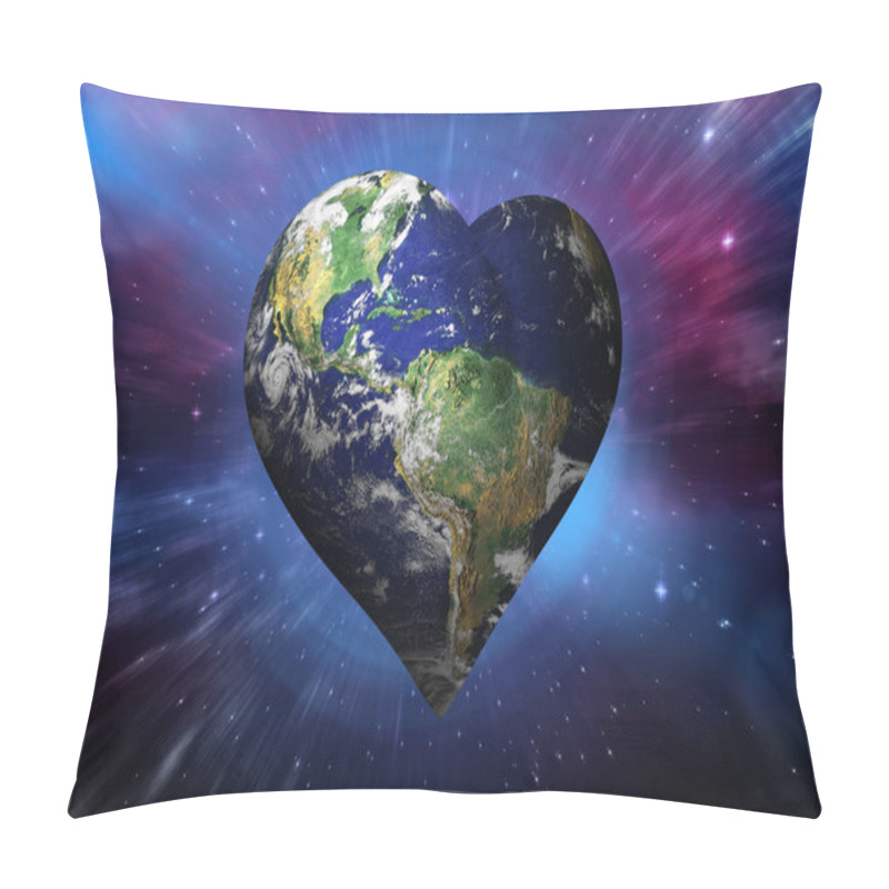 Personality  Composite Image Of Heart Shaped Earth Pillow Covers