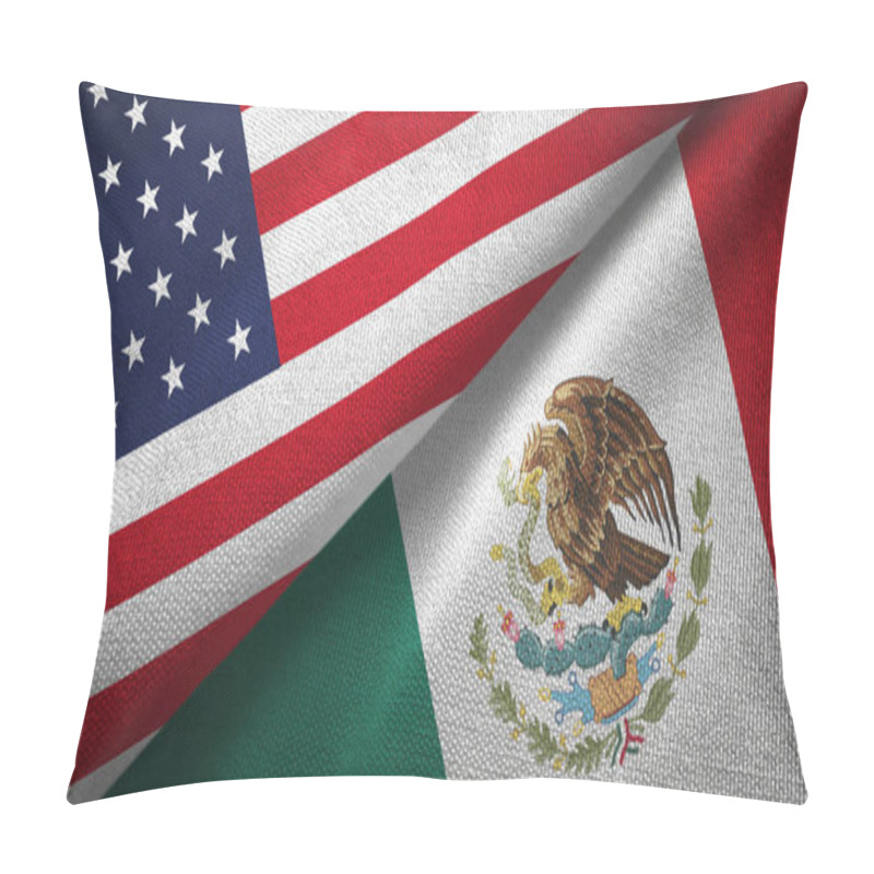 Personality  United States And Mexico Flags Together Textile Cloth, Fabric Texture Pillow Covers