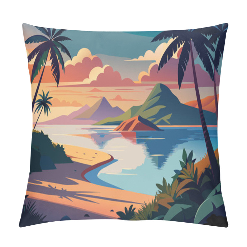 Personality  Summer Tropical Beach Landscape Background Pillow Covers