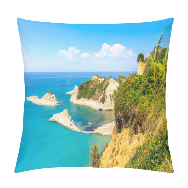 Personality  Beautiful View Of Cape Drastis In Corfu In Greece Pillow Covers