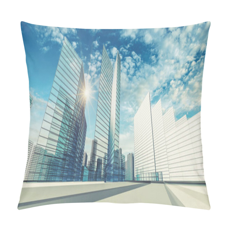 Personality  City Scene Downtown Abstract Architecture. 3d Rendering Pillow Covers