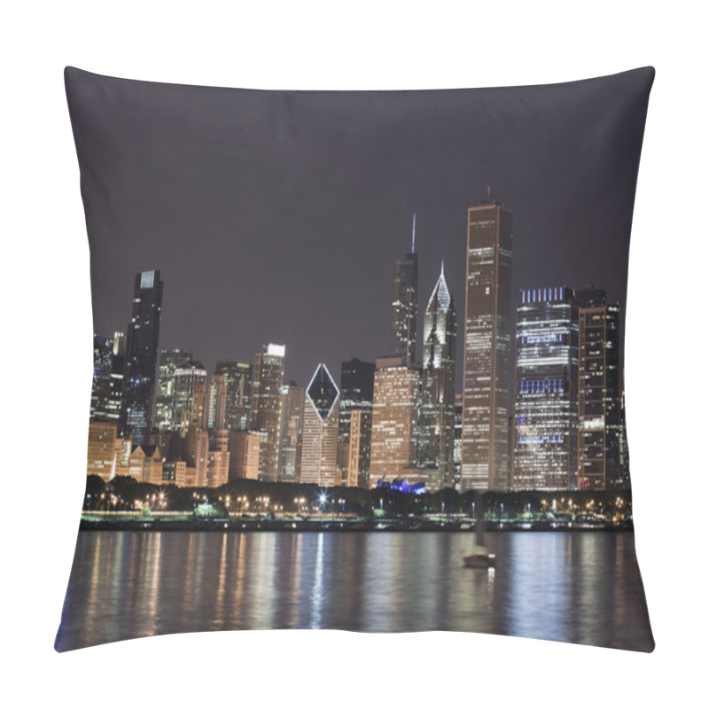 Personality  Night View At Downtown Chicago And Lake Michigan Pillow Covers