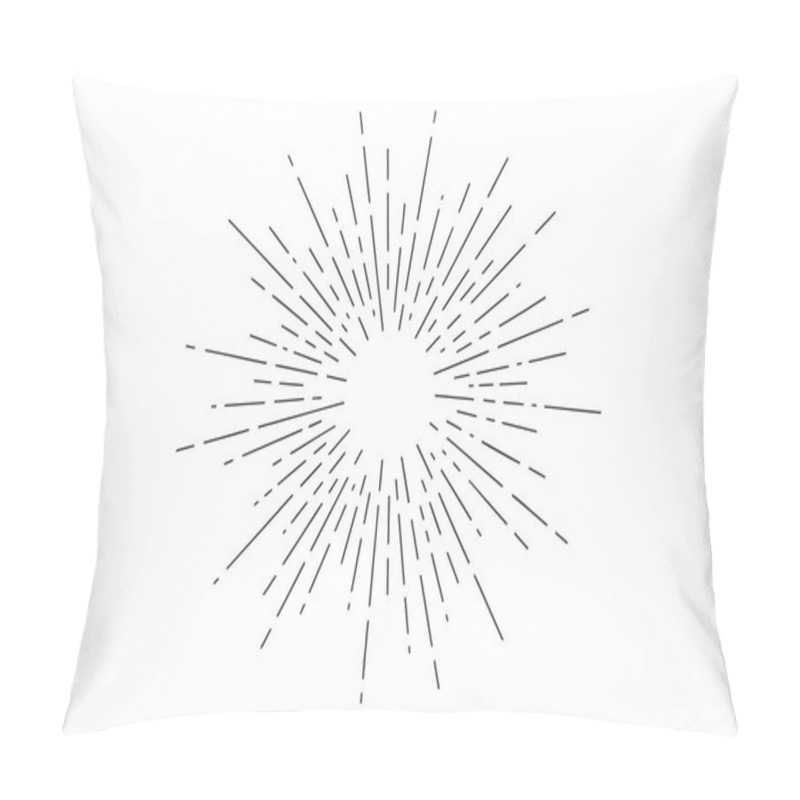 Personality  Sunburst. Light Rays, Sunburst And Rays Of Sun. Hand Drawn Black And White Design Elements, Linear Drawing, Vintage Hipster Style On White Background. Light Rays Sunburst. Vector Illustration Pillow Covers