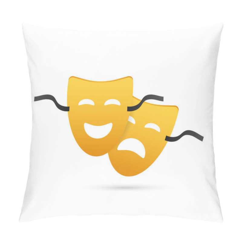 Personality  Comedy And Tragedy Theatrical Masks. Vector Stock Illustration Pillow Covers