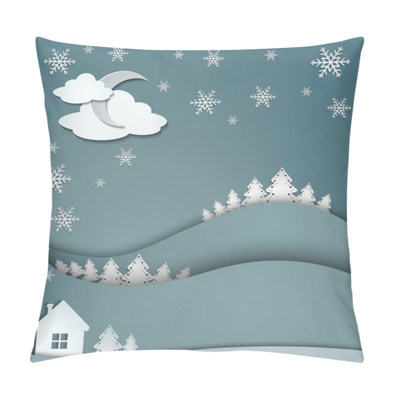 Personality  Winter Background Of Snowflakes Trees House Stickers Pillow Covers