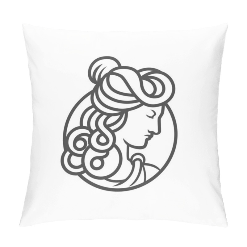 Personality  Greek Goddess Female Logo. Goddess Head Vector Logo Vector Illustration Pillow Covers