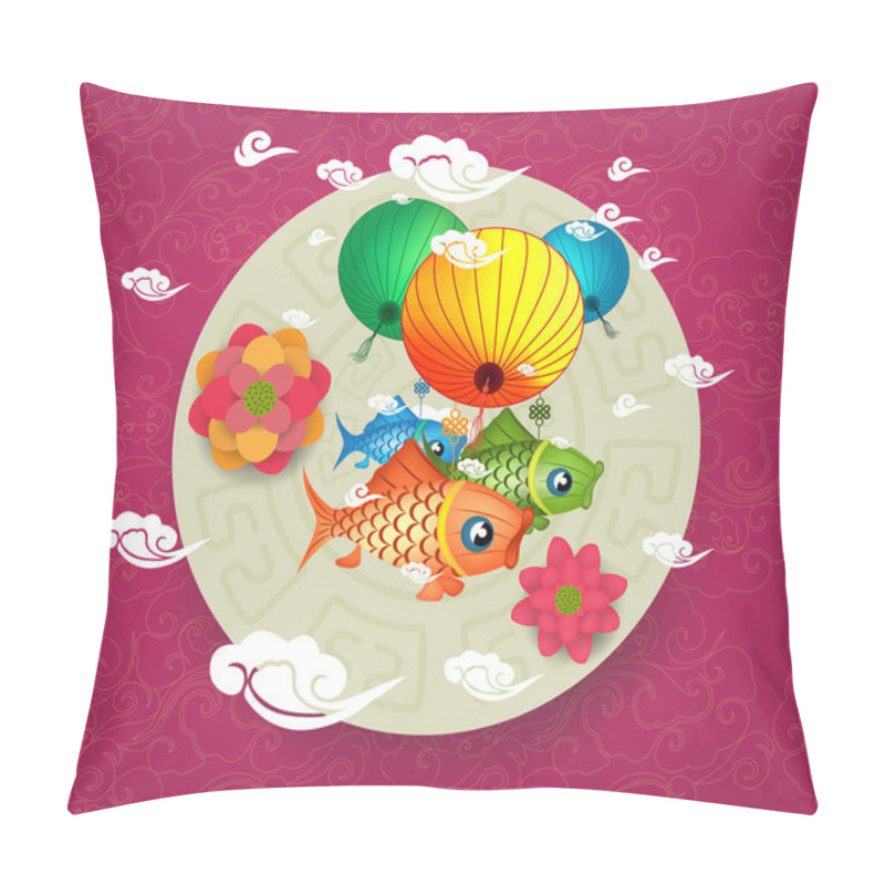 Personality  Chinese New Year Blooming Flower And Carp Lantern Design Pillow Covers