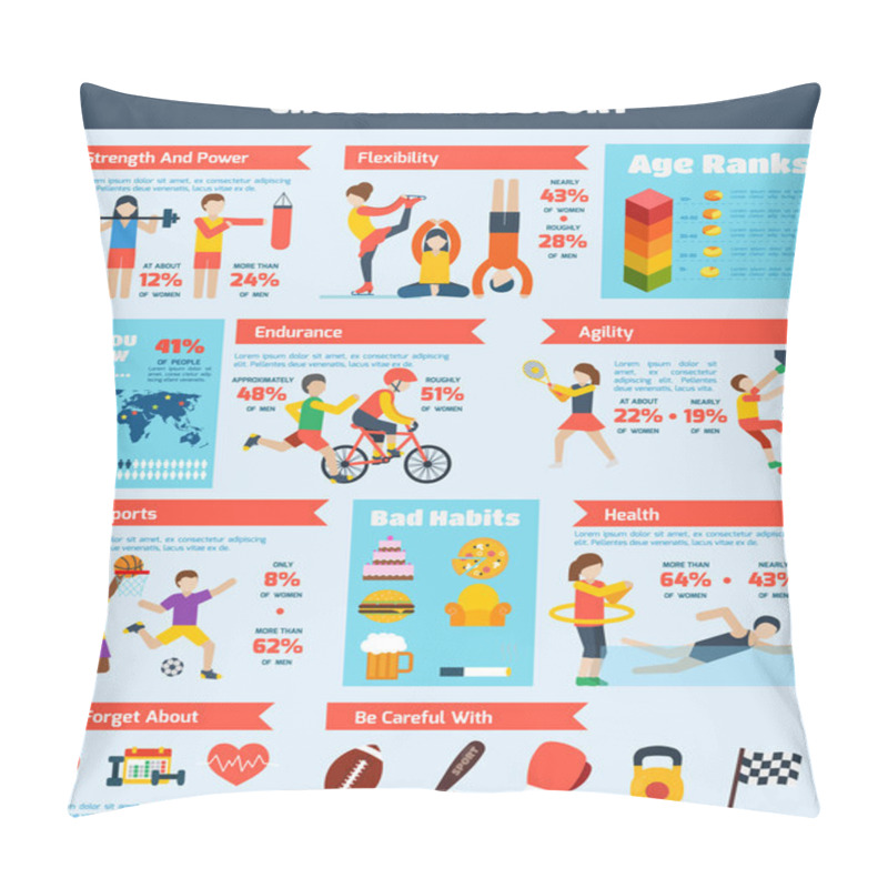 Personality  Sports Infographics Set Pillow Covers