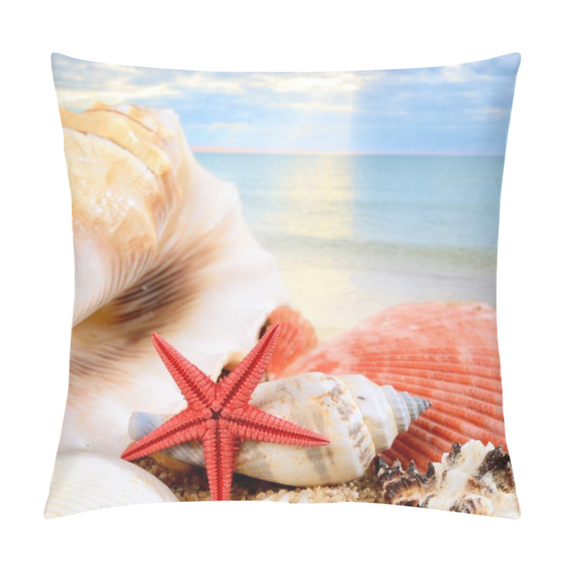 Personality  Sea Star And Shells On The Sandy Beach Pillow Covers