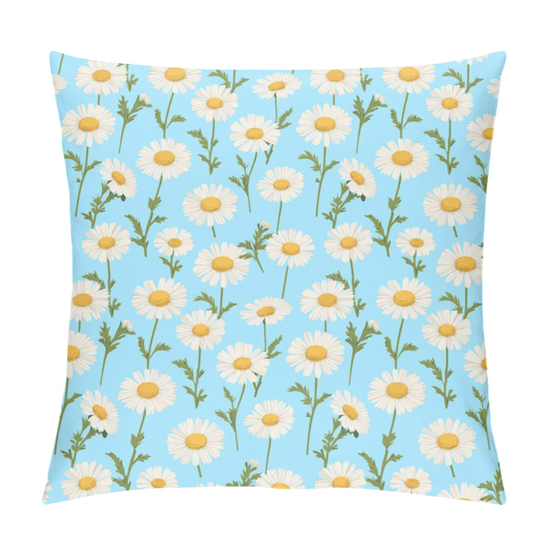 Personality  Bright Daisies Pattern On Sky Blue Pillow Covers