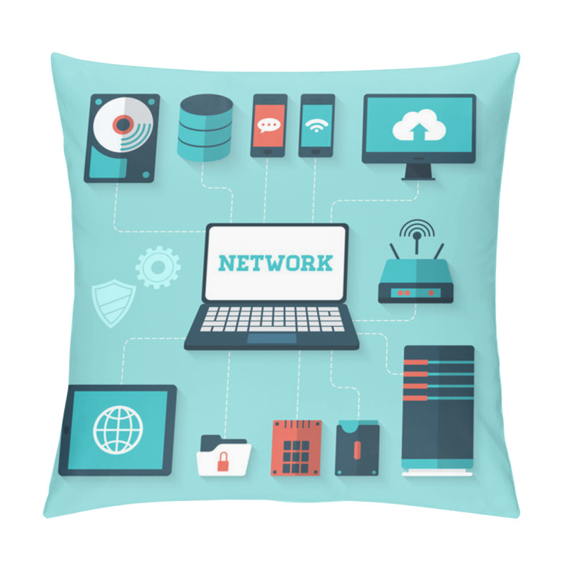 Personality  Illustration Of Computer Network Concept Pillow Covers