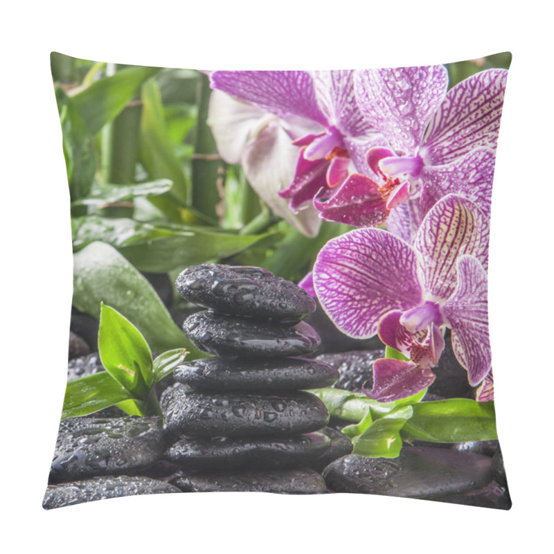 Personality  Zen Basalt Stones ,orchid And Bamboo Pillow Covers