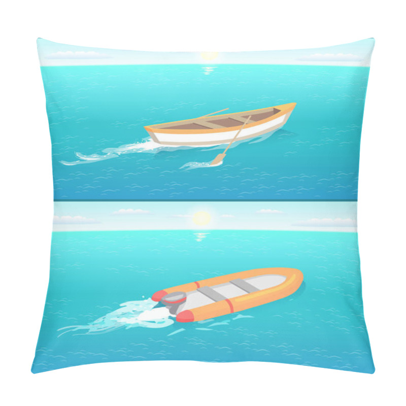 Personality  Fishing Boat With Oars Inflatable Ship Leave Trace Pillow Covers