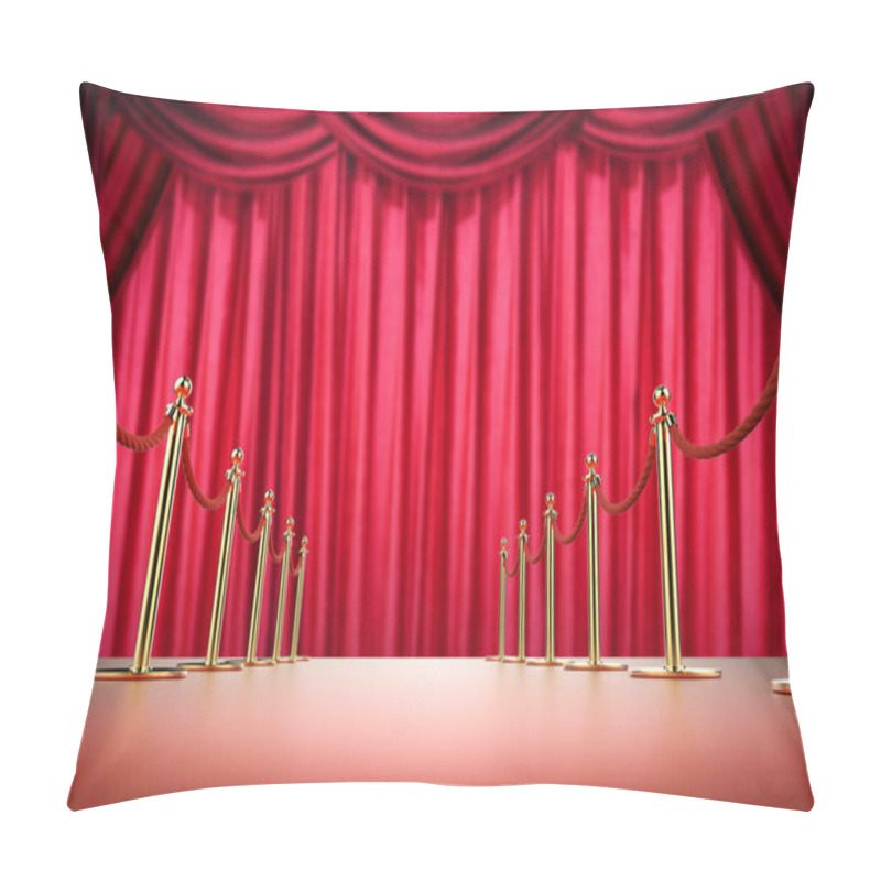 Personality  Red Carpet And Rope Barrier With Red Curtain Background Pillow Covers