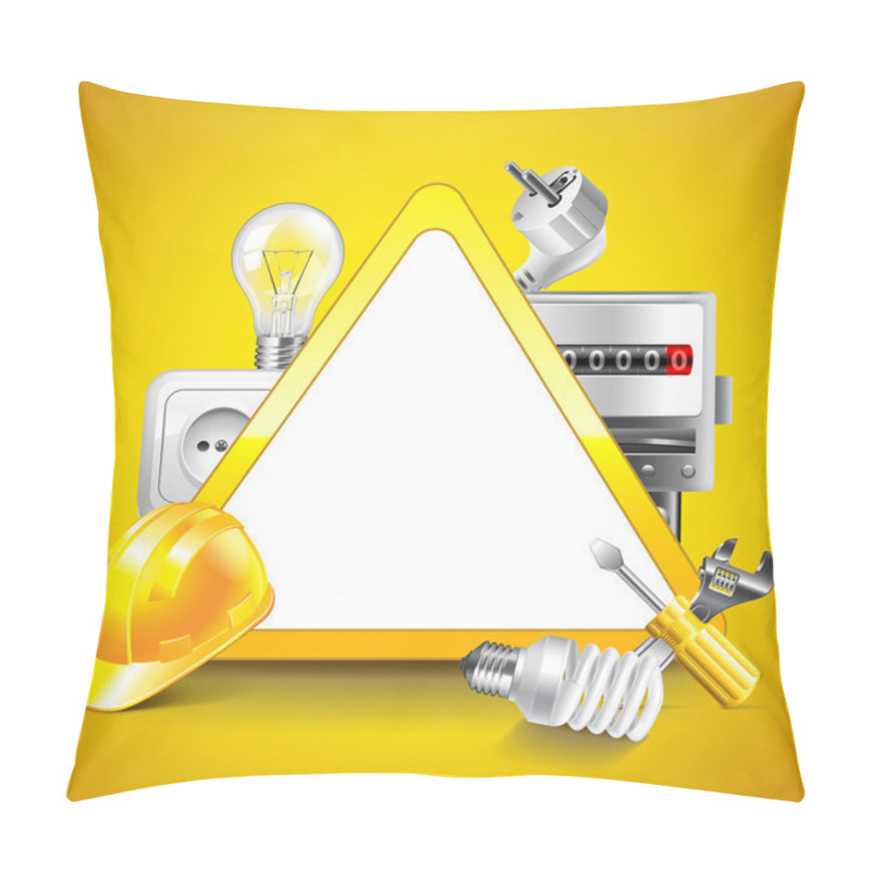 Personality  Electricity Tools Around Warning Triangle Vector Background Pillow Covers