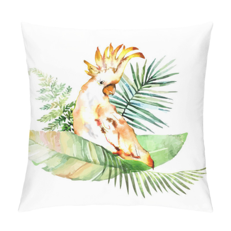 Personality  Tropical Plants With Cockatoo. Pillow Covers