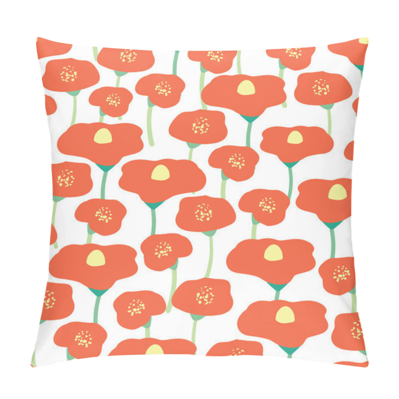 Personality  Seamless Vector Background Poppy Flower Field. Red Poppies Meadow On White Background. Retro Floral Background. Hand Drawn Vintage Florals. Wrapping, Wallpaper, Fabric, Scrapbooking, Web Design, Women Pillow Covers