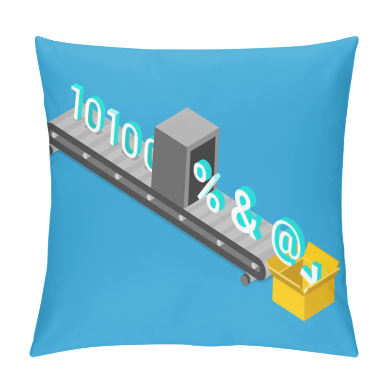 Personality  Data Encryption Process Isometric Concept Pillow Covers