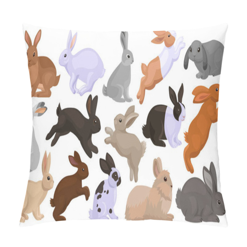 Personality  Rabbit Vector Cartoon Set Icon. Isolated Cartoon Set Icon Animal.Vector Illustration Rabbit On White Background. Pillow Covers