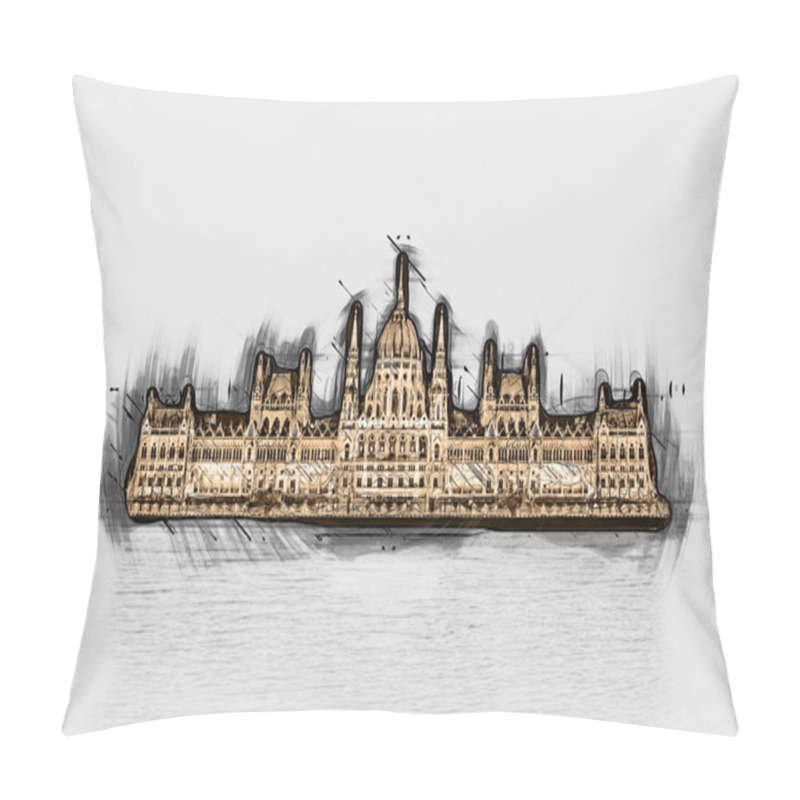 Personality  The Hungarian Parliament Building With Bright And Beautiful Illu Pillow Covers