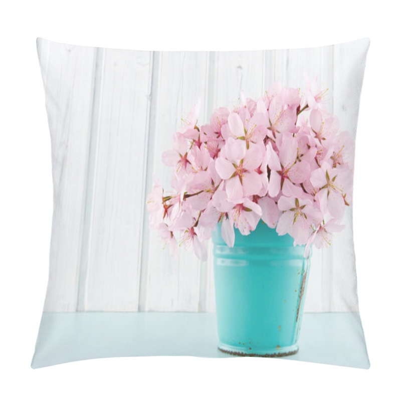 Personality  Cherry Blossom Flower Bouquet On Wooden Background Pillow Covers