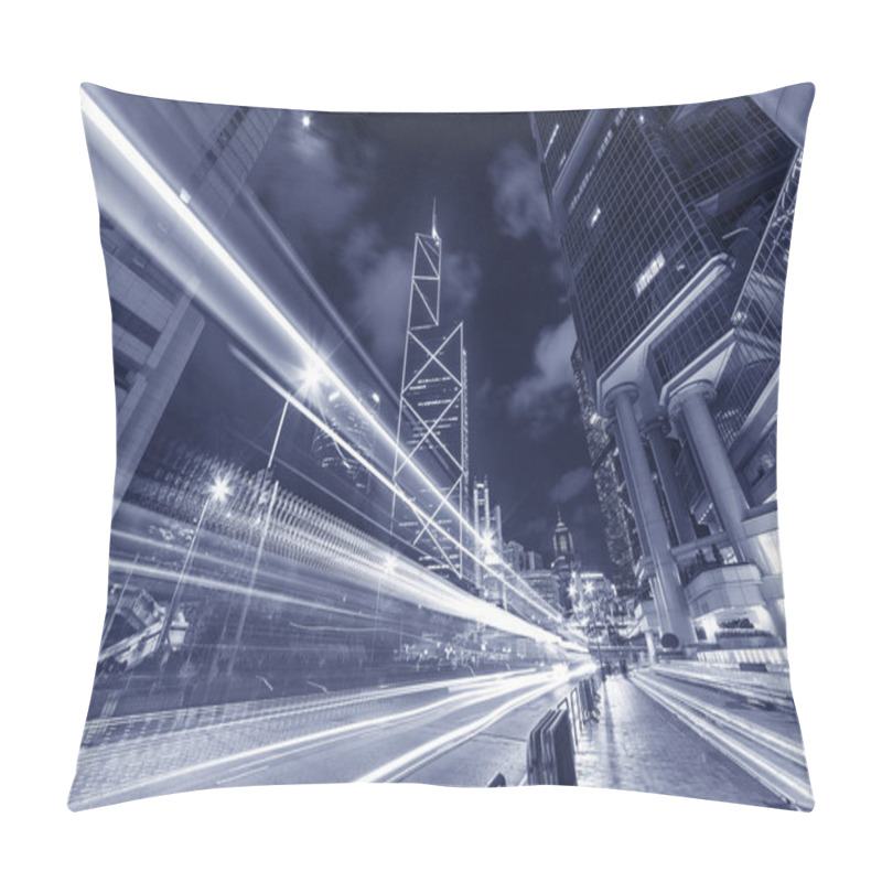 Personality  Traffic In Downtown Of Hong Kong City At Night Pillow Covers