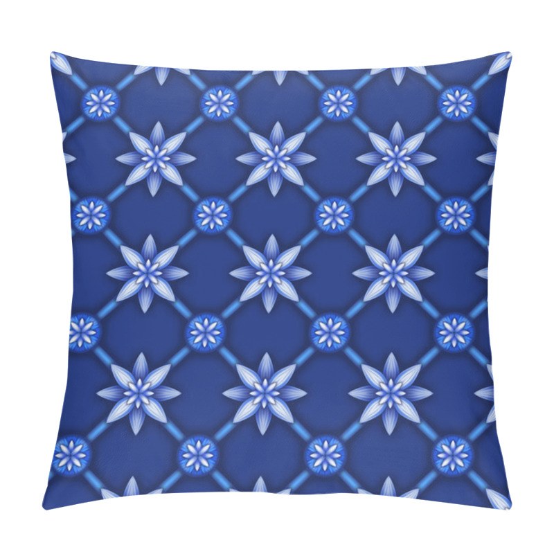 Personality  Abstract Floral Seamless Pattern, Blue White Gzhel Trellis, Latt Pillow Covers