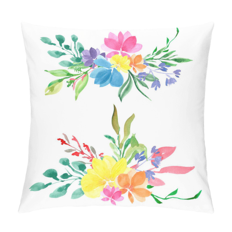 Personality  Watercolor Flower Arrangements, Wreath Decorating Design. Greeting Cards Banner Print Invitation. Pillow Covers