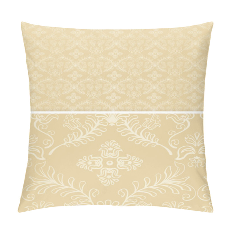 Personality  Damask Seamless Beige And Gold Pattern For Design Background, Royal Design Element. Vector Pattern Illustration Pillow Covers